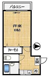 ハイツ藤 3階1Kの間取り
