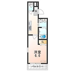 西宮市鳴尾町2丁目アパート 1Kの間取図画像