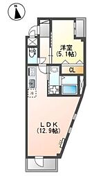 アベリアコンフェッティ 1LDKの間取図画像