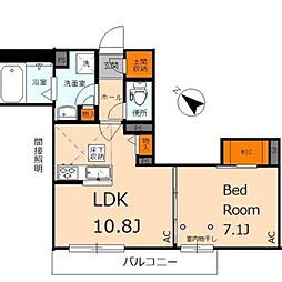 小田急小田原線 町田駅 徒歩13分の賃貸マンション 1階1LDKの間取り