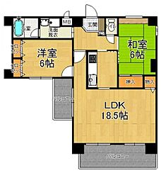 ハイライズ鳥飼 2LDKの間取図画像