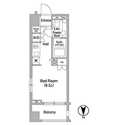 京急本線 大森海岸駅 徒歩8分の賃貸マンション 3階ワンルームの間取り