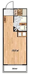 ライオンズマンション上野松が谷第2 ワンルームの間取図画像