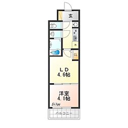 エステムコート京都二条 7階2Kの間取り
