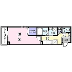 ブライトアイリス 1Kの間取図画像