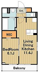 京王相模原線 京王堀之内駅 徒歩15分の賃貸アパート 3階1LDKの間取り