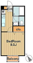 小田急多摩線 栗平駅 徒歩21分の賃貸アパート 2階1Kの間取り
