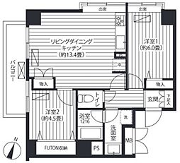 ハイキャスト大山 2LDKの間取図画像