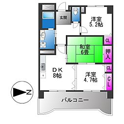 サンリットステージ出戸 3DKの間取図画像