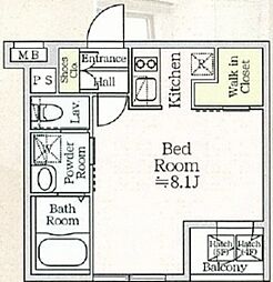 アイルプレミアム月島ドゥーエ 3階ワンルームの間取り