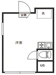 フェリスサージュ 2階ワンルームの間取り