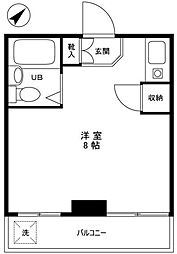 ルームふじ 3階ワンルームの間取り