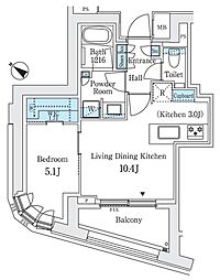 パークコート恵比寿 7階1LDKの間取り