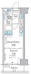 パークアクシス新宿百人町 1DKの間取図画像