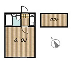 プラザドゥデボンB 1Kの間取図画像