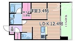 ベネチア天満橋 1LDKの間取図画像