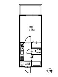 タケハイム船橋 1Kの間取図画像
