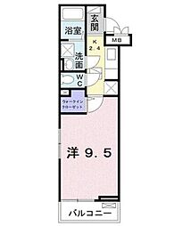 パインヴィレッジ 1階1Kの間取り