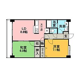 東京メトロ東西線 行徳駅 徒歩8分の賃貸マンション 5階2LDKの間取り