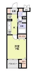 メゾンドルノン 1Kの間取図画像