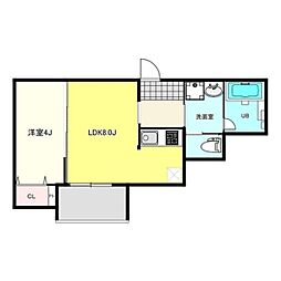 山陽電鉄本線 西新町駅 徒歩6分の賃貸アパート 3階1LDKの間取り