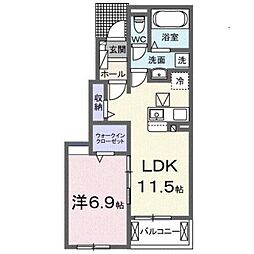 サンリットプレイス 1階1LDKの間取り