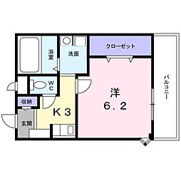 ヴィラナカヤマ 1Kの間取図画像