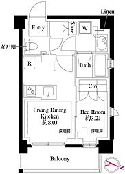 343レジデンス品川 2階1LDKの間取り