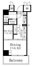 高円寺クロスオーバー 2階1DKの間取り