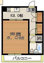 メゾンドミキ 3階1Kの間取り