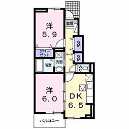 エレガント・パレス2 2DKの間取図画像