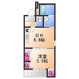 フジパレス高石駅北V番館 3階1DKの間取り