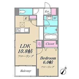 フェリス南台 1階1LDKの間取り