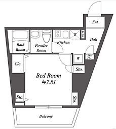 アイディ品川25 6階1Kの間取り