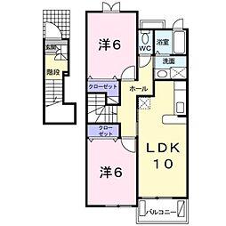 グレイス　レジデンス　Ｂ 2階2LDKの間取り
