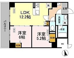 カスタリア西船橋II 2階2LDKの間取り