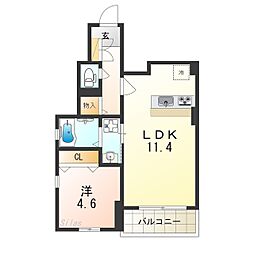 アルテール摂津 1LDKの間取図画像