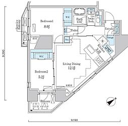 プライムアート白金台（旧名：Brillia ist 白金台） 11階2LDKの間取り