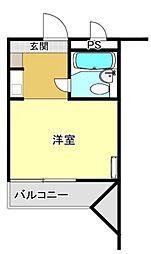 スカイコート明大前 4階ワンルームの間取り