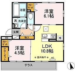 ジェルベーラ湘南 2LDKの間取図画像