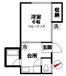 ゆかり荘 1Kの間取図画像