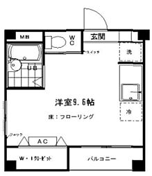 ウェストシティタワーズ 7階ワンルームの間取り