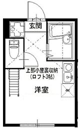 プライムテラス南林間III 1階ワンルームの間取り
