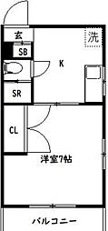 ヴィレッヂ1 1DKの間取図画像