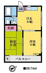 コーポ中村 2DKの間取図画像