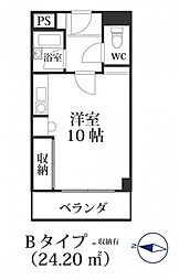 ビジネス・ワン六本松 6階ワンルームの間取り