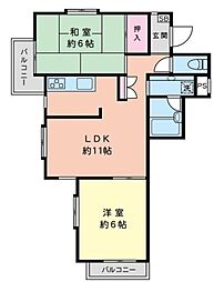 ハイライズ西船弐番館 2LDKの間取図画像