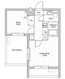 アーバンパーク六町 5階2Kの間取り