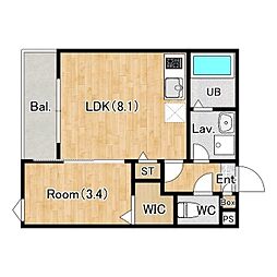 (仮称)ジーメゾン福生加美平グラシア 1LDKの間取図画像