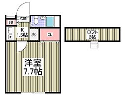 ニッショウハウス3 1Kの間取図画像